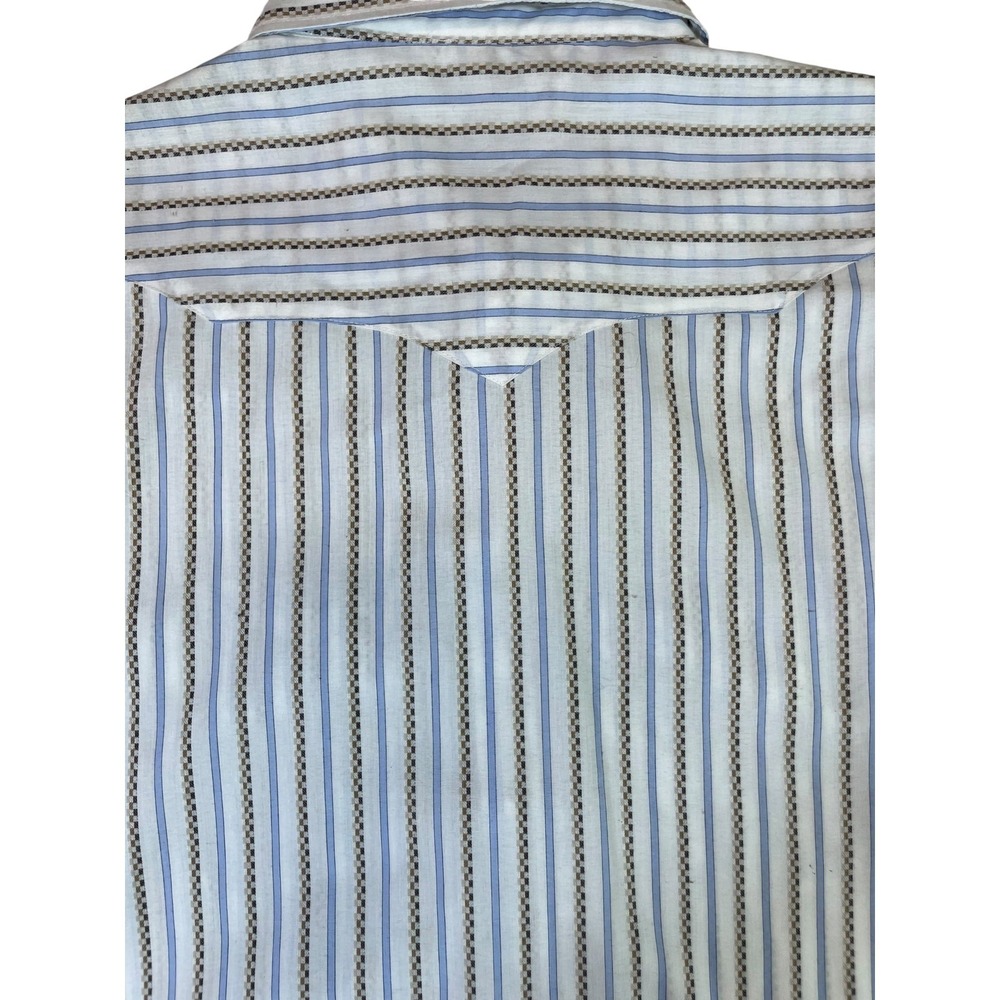 Cody James Western Shirt Mens Large White Gray Striped Cotton Pearl Snap Cowboy - Picture 8 of 8